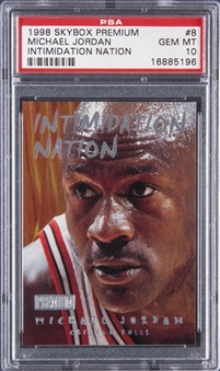 1998/99 SkyBox Premium "Intimidation Nation" #8 Michael Jordan – PSA GEM MT 10